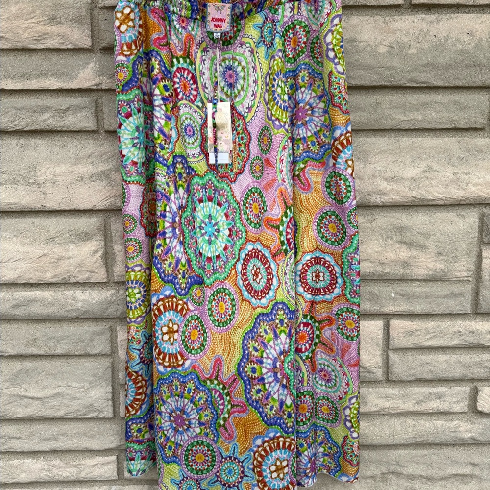 Johnny Was Silk Kiki A Line Maxi Skirt Naperron Print Lined XS, Large and 2XL